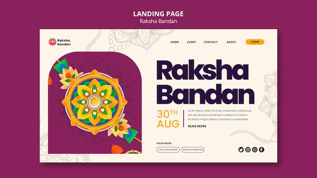 Plantilla de página de destino para la celebración de raksha bandhan