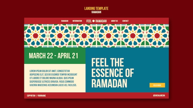PSD gratuito plantilla de página de destino de celebración de ramadán
