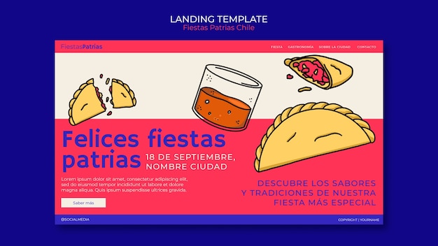 Plantilla de página de destino para celebraciones de fiestas patrias chile