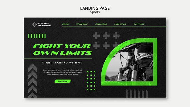 Plantilla de página de destino de ciclismo verde neón