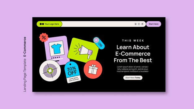 plantilla de página de destino de comercio electrónico de diseño plano