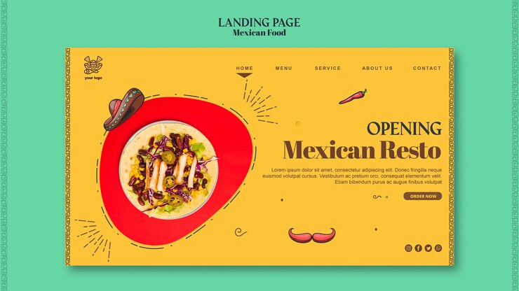 PSD gratuito plantilla de página de destino de comida mexicana
