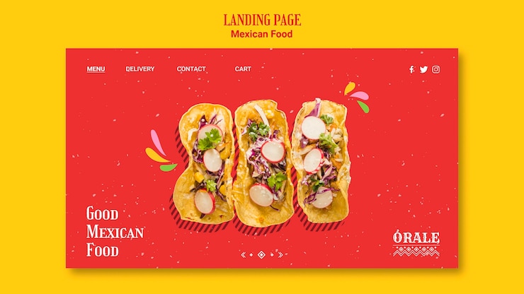 PSD gratuito plantilla de página de destino de comida mexicana