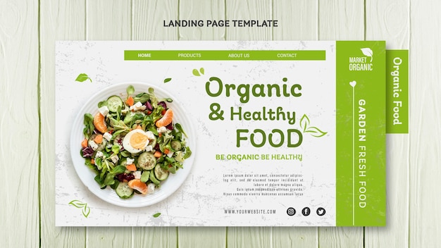Plantilla de página de destino de concepto de alimentos orgánicos