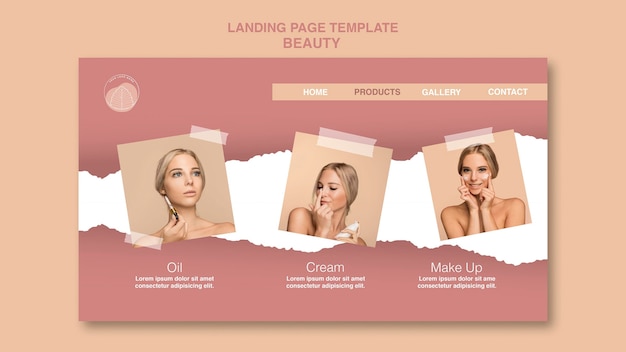 PSD gratuito plantilla de página de destino de concepto de belleza