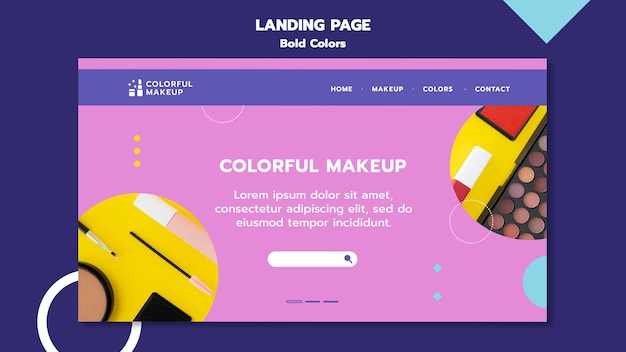 PSD gratuito plantilla de página de destino del concepto de colores llamativos