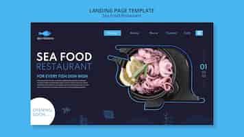 PSD gratuito plantilla de página de destino de concepto de comida de mar