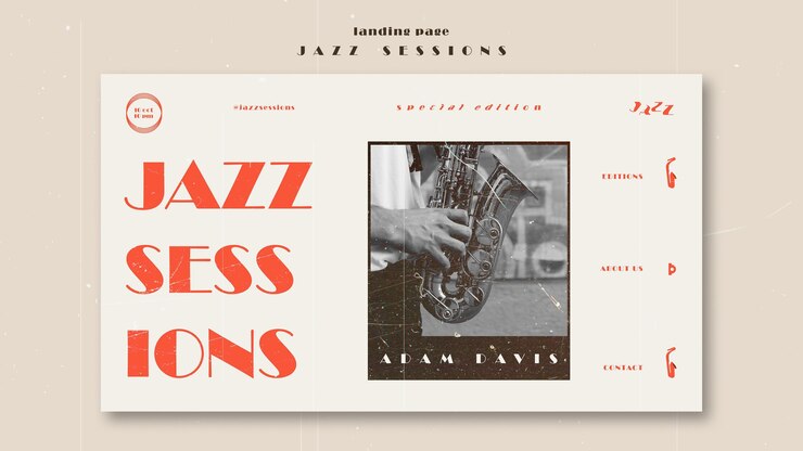 PSD gratuito plantilla de página de destino del concepto de jazz