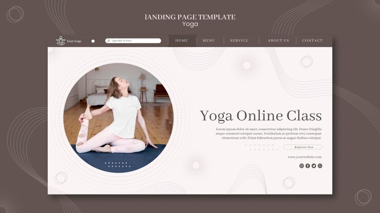 PSD gratuito plantilla de página de destino de concepto de yoga
