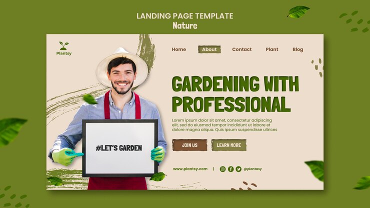 PSD gratuito plantilla de página de destino de consejos de jardinería