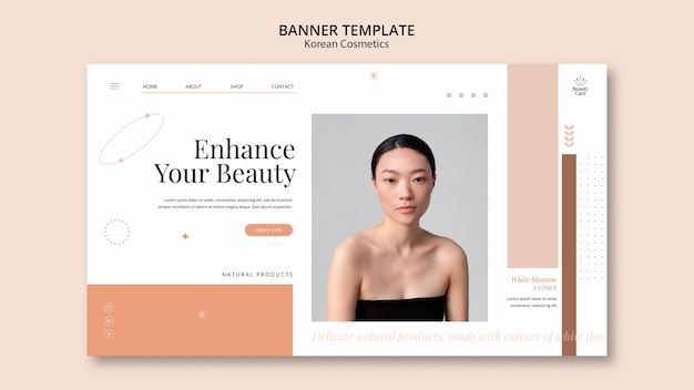 PSD gratuito plantilla de página de destino de cosméticos coreanos para el cuidado de la piel