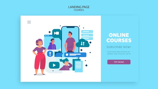 Plantilla de página de destino de cursos online