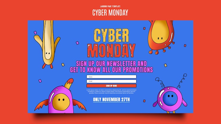 PSD gratuito plantilla de página de destino de cyber monday