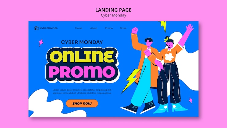 PSD gratuito plantilla de página de destino de cyber monday