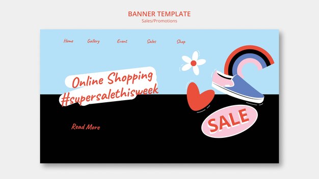 Plantilla de página de destino de descuento de ventas de diseño plano