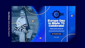 PSD gratuito plantilla de página de destino del día de europa degradado
