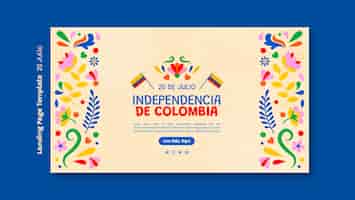 PSD gratuito plantilla de página de destino del día de la independencia de colombia