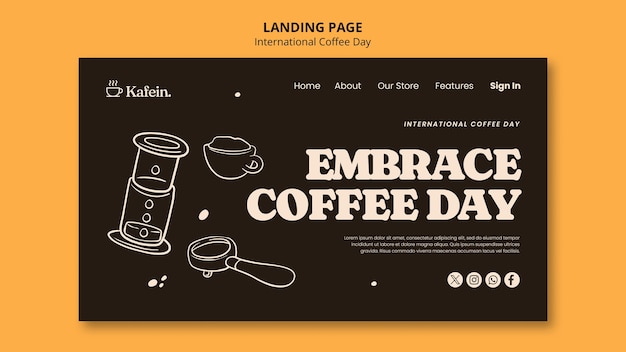 Plantilla de página de destino del día internacional del café