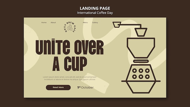 Plantilla de página de destino del día internacional del café