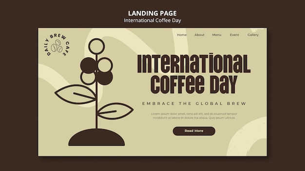 Plantilla de página de destino del día internacional del café