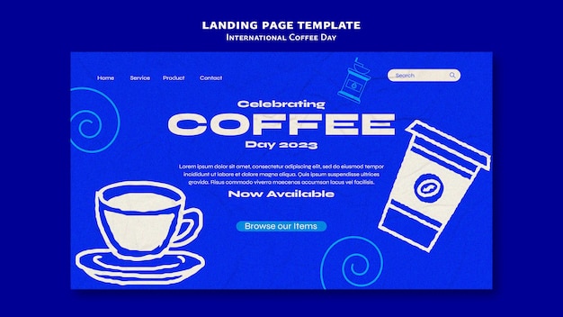 Plantilla de página de destino del día internacional del café