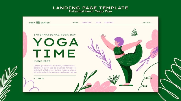 Plantilla de página de destino del día internacional del yoga