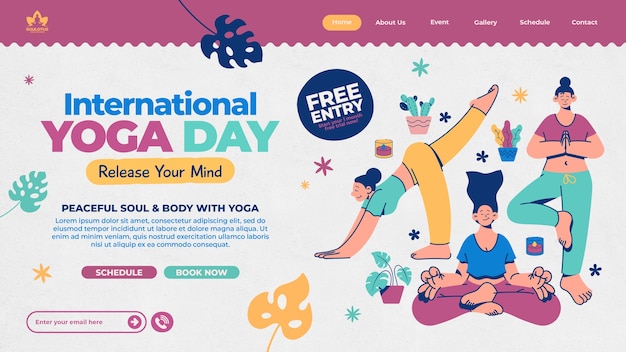 PSD gratuito plantilla de página de destino del día internacional del yoga