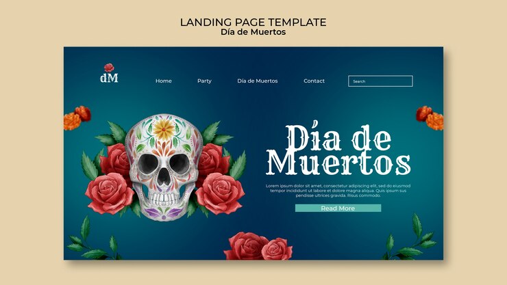 PSD gratuito plantilla de página de destino de dia de muertos