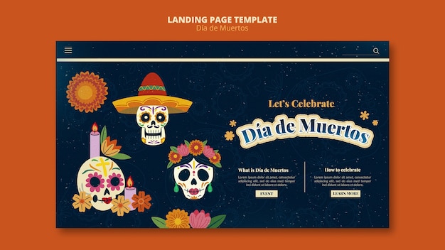 PSD gratuito plantilla de página de destino de dia de muertos