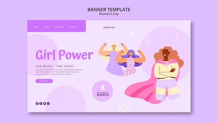 PSD gratuito plantilla de página de destino del día de la mujer de diseño plano