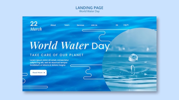 Plantilla de página de destino del día mundial del agua