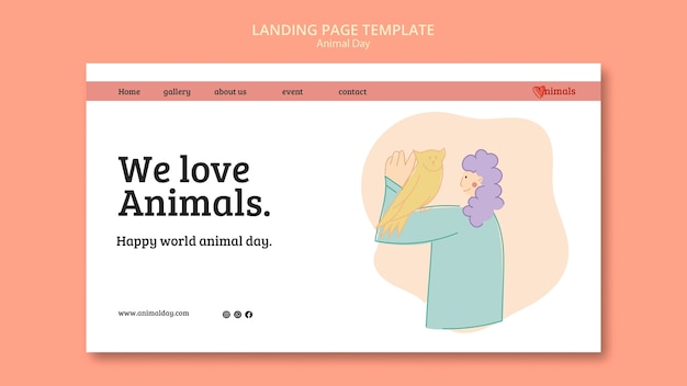 PSD gratuito plantilla de página de destino del día mundial de los animales