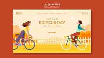 PSD gratuito plantilla de página de destino del día mundial de la bicicleta de diseño plano