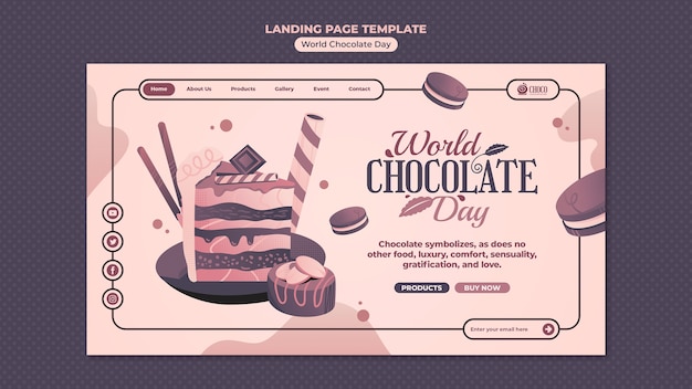 PSD gratuito plantilla de página de destino del día mundial del chocolate