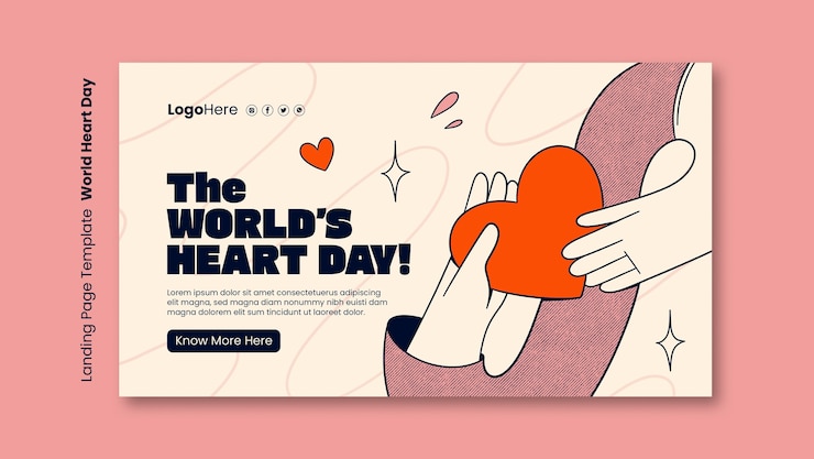 PSD gratuito plantilla de página de destino del día mundial del corazón