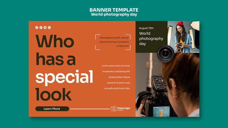 PSD gratuito plantilla de página de destino del día mundial de la fotografía