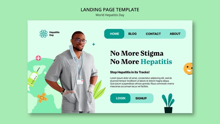PSD gratuito plantilla de página de destino del día mundial de la hepatitis