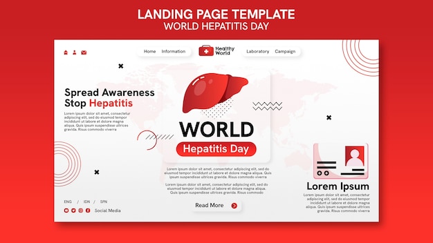 PSD gratuito plantilla de página de destino del día mundial de la hepatitis