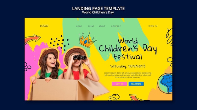 PSD gratuito plantilla de página de destino del día mundial de la infancia