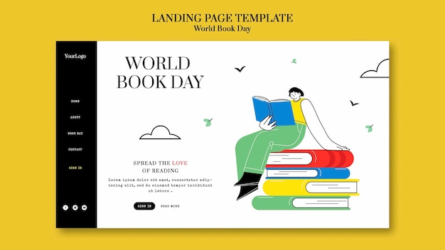 Plantilla de página de destino del día mundial del libro
