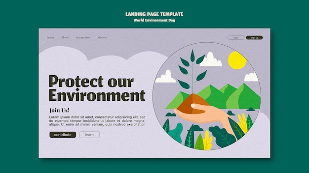 Plantilla de página de destino del día mundial del medio ambiente