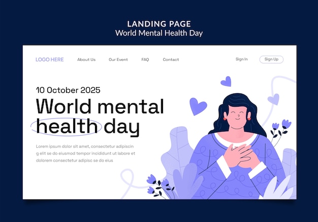 plantilla de página de destino del Día Mundial de la Salud Mental