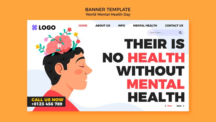 PSD gratuito plantilla de página de destino del día mundial de la salud mental