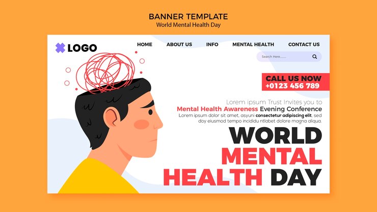 PSD gratuito plantilla de página de destino del día mundial de la salud mental