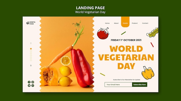 Plantilla de página de destino del día mundial del vegetariano