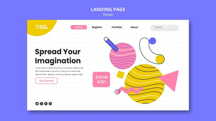 PSD gratuito plantilla de página de destino para diseño gráfico