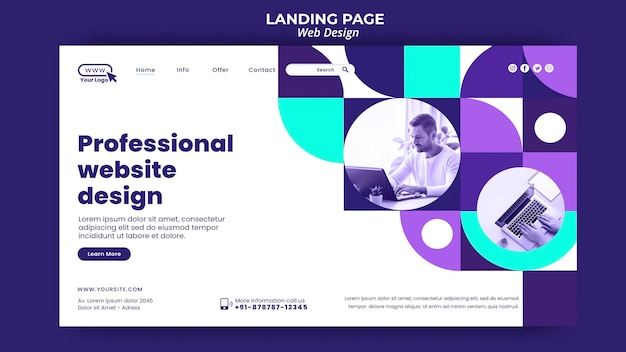 Plantilla de página de destino de diseño de sitio web profesional