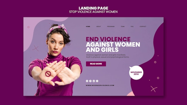 Plantilla de página de destino de eliminación de la violencia contra las mujeres