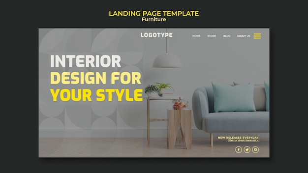 Plantilla de página de destino para empresa de diseño de interiores