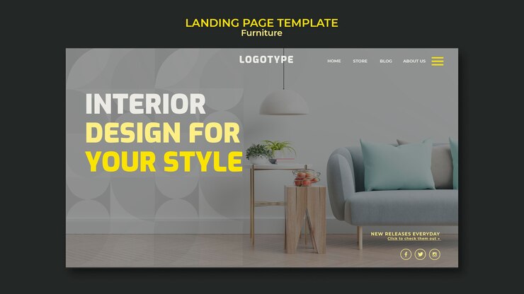 PSD gratuito plantilla de página de destino para empresa de diseño de interiores